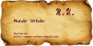 Munár Urbán névjegykártya